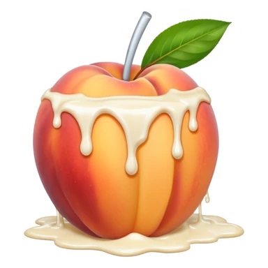 There is a lot of milk on the cut peaches. sticker