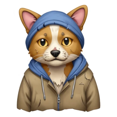 homeless dog cat with torn clothes


 sticker