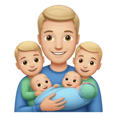 white man with three babies sticker