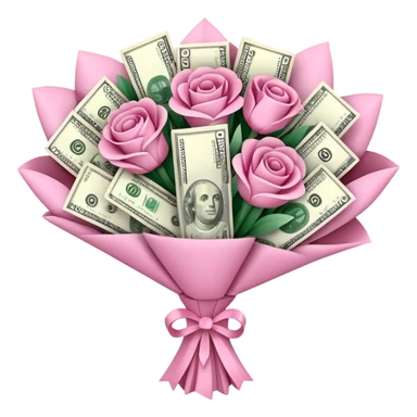 big pretty pink bouquet made of money sticker