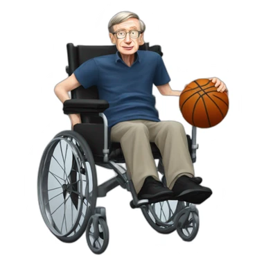 stephen hawking in wheelchair slam dunking basketball sticker