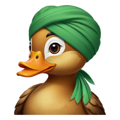 Duck face wearing green turban sticker