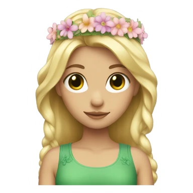 Blonde girl with green eyes and a flower crown sticker
