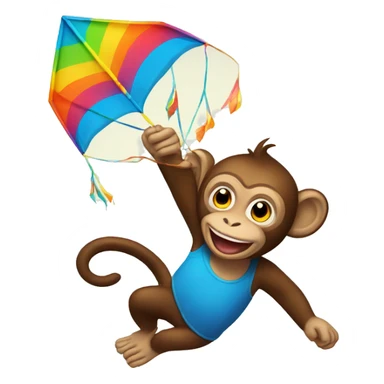 Monkey flying kite sticker