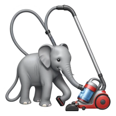 elephant pushing vacuum cleaner sticker