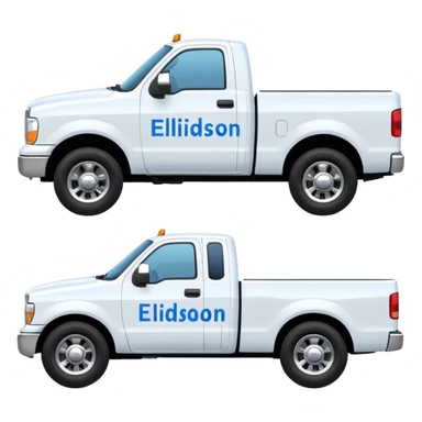 SINGLE WHITE PICKUP TRUCK SIDE VIEW "EllisDon" WRITTEN ON SIDE OF TRUCK BLUE LETTERS sticker