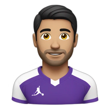 white man black haired soccer player with purple shirt and white short sticker