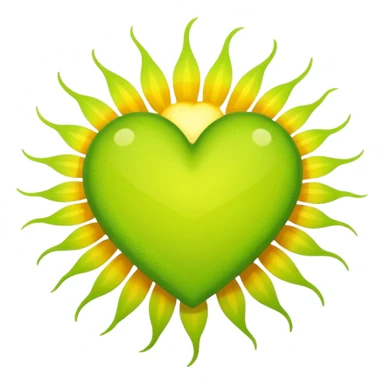 lime green heart with a sunburst sticker