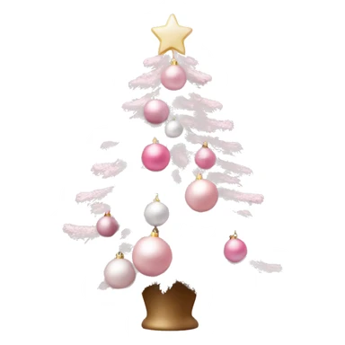 Pastel pink Christmas tree with pink and white ornaments  sticker
