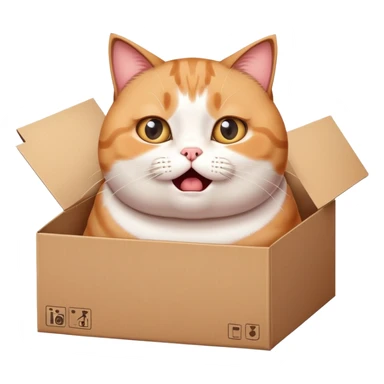 Adorable fat cat stuck in a small box with surprised expression sticker