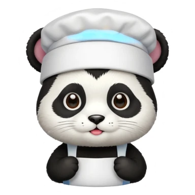 cute panda cat head with white cook hat sticker