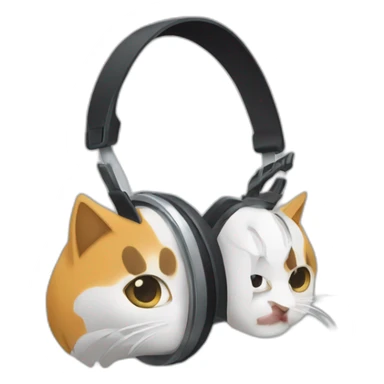 Casque de musique avec des oreilles de chat dessus sticker
