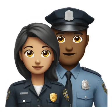 Civil Girl and police man with dark grey uniform sticker