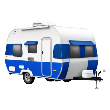 Realistic cobalt blue camping travel trailer isolated.  sticker