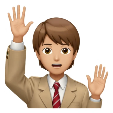 Light Yagami from Death Note, brown hair, school uniform, open mouth as if talking, hand raised sticker
