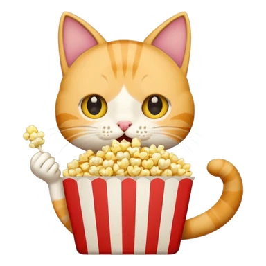 cat eating popcorn sticker