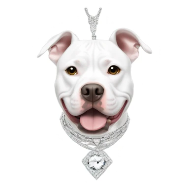 white pitbull with bling necklace and earrings sticker