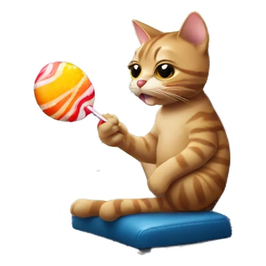 Cat eating a lollipop in an airplane sticker