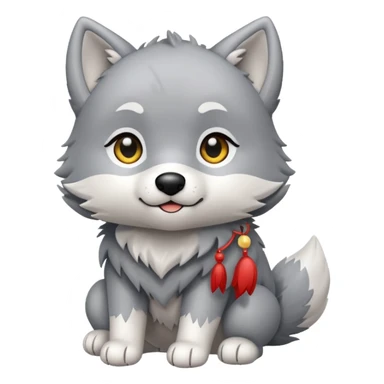 Chibi style Plush wolf sticker