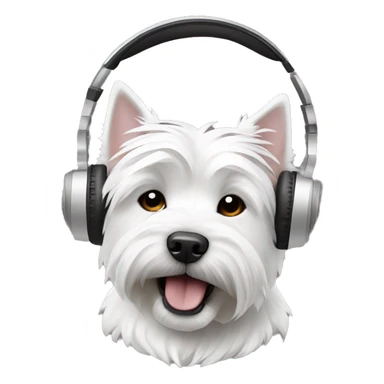 White west highland terrier with headphone sticker