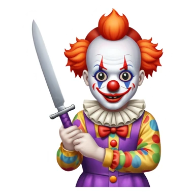 a clown holding a knife sticker