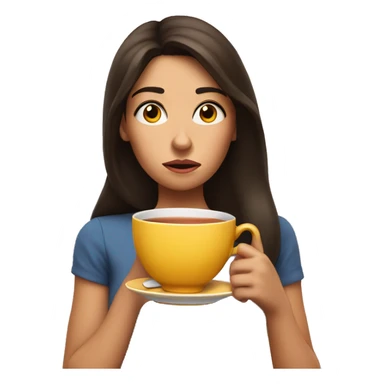 brunette Girl sipping tea looking shocked sticker