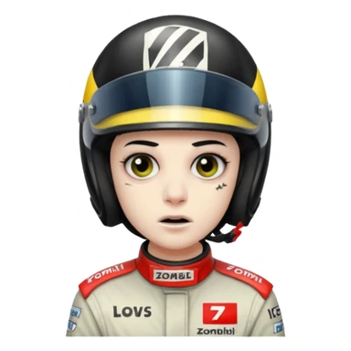 zombie formula 1 racer black haired sticker