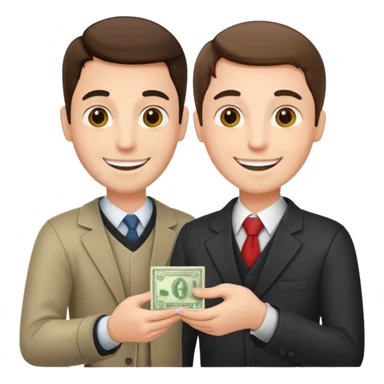 guy giving refund money to other person sticker