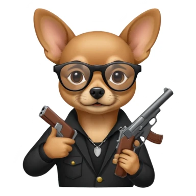 Mexican cholo chihuahua with black glasses holding a gun  sticker