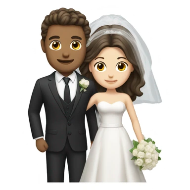 white brunette man and woman getting married sticker