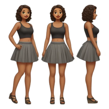 full-body-curvy-beauty-in-a-short-wide-skirt-as-three-view-drawings sticker