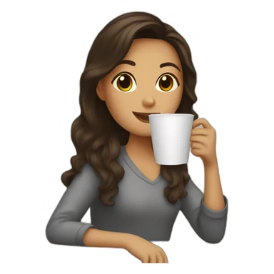 brunette girl drinking coffee sticker