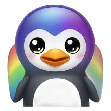 rainbow penguin greeting sticker