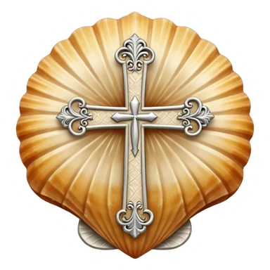 Camiño shell with Santiago cross sticker