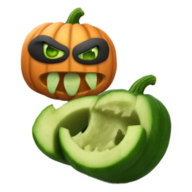 creepy halloween pumpkin eating cucumber sticker