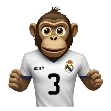 monkey playing football in a real madrid tshirt  sticker