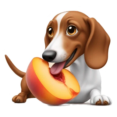 Sausage dog eating a peach sticker