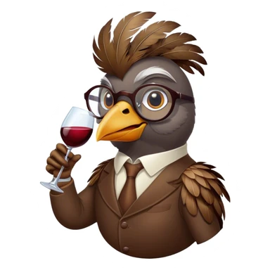 bird with bottle of wine wearing glasses sticker