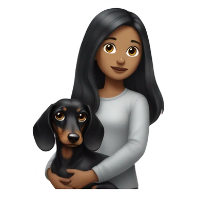 girl with long dark hair with black marble dachshund sticker