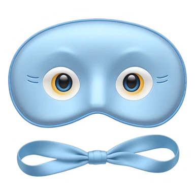 cute emoji of an isolated silky sleep mask, soft satin texture with gentle shine, light gray with pastel blue tones, embroidered sleepy eyes, no person, no face, cozy winter mood, smooth rounded shape, soft shadows sticker