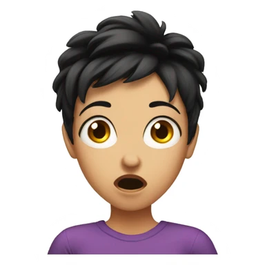 Shocked girl with crazy short black hair sticker