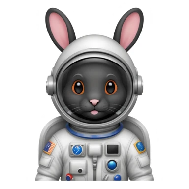 black rabbit with astronaut costume sticker