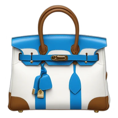 Birkin with a blue flap and white front sticker