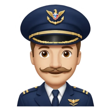 A light-skinned man with brown eyes and handlebar mustache, smiling while wearing a white captain’s hat with a navy emblem. sticker