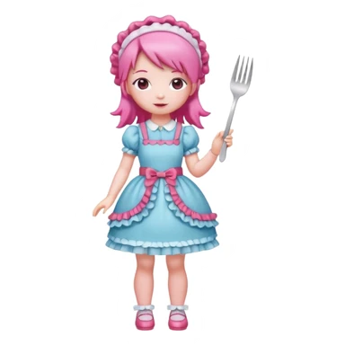 Isolated detaile illustration modern raspberry torte doll figurine full body with pink hair and a hairband standing sticker