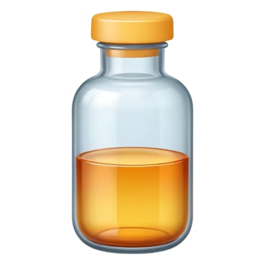 iOS-style emoji of a small medicine bottle. Rounded shape, clear label, simple clean design, smooth gradients, no background sticker