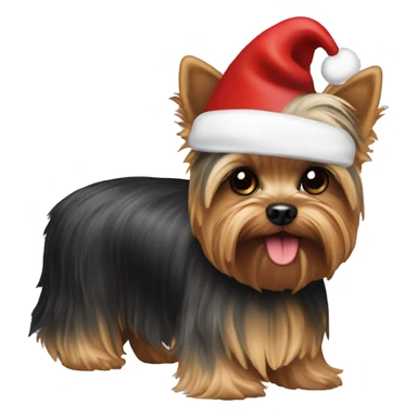Yorkie with a Santa hat sticker