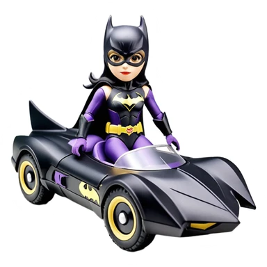 I:10 scale racing sexy fitted Batgirl’s buxom minimalist armored midnight-colored tight outfit 1970’s tv style dark knight stealthy accurate sporty safe plush deluxe off-road pursuit drifting F1 town car (black hair, shoulders back against seat) rally vehicle  sticker