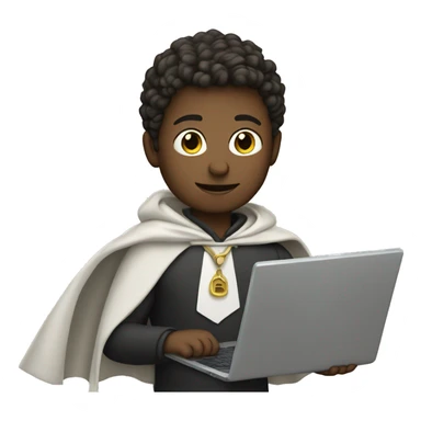 white boy with a cape holding a laptop sticker