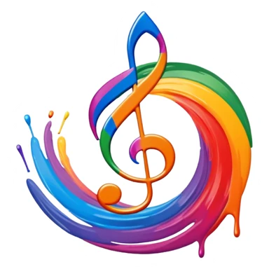 Abstract swirl combining a paint stroke, music note, and stage curtain – symbol of diverse artistic expression sticker